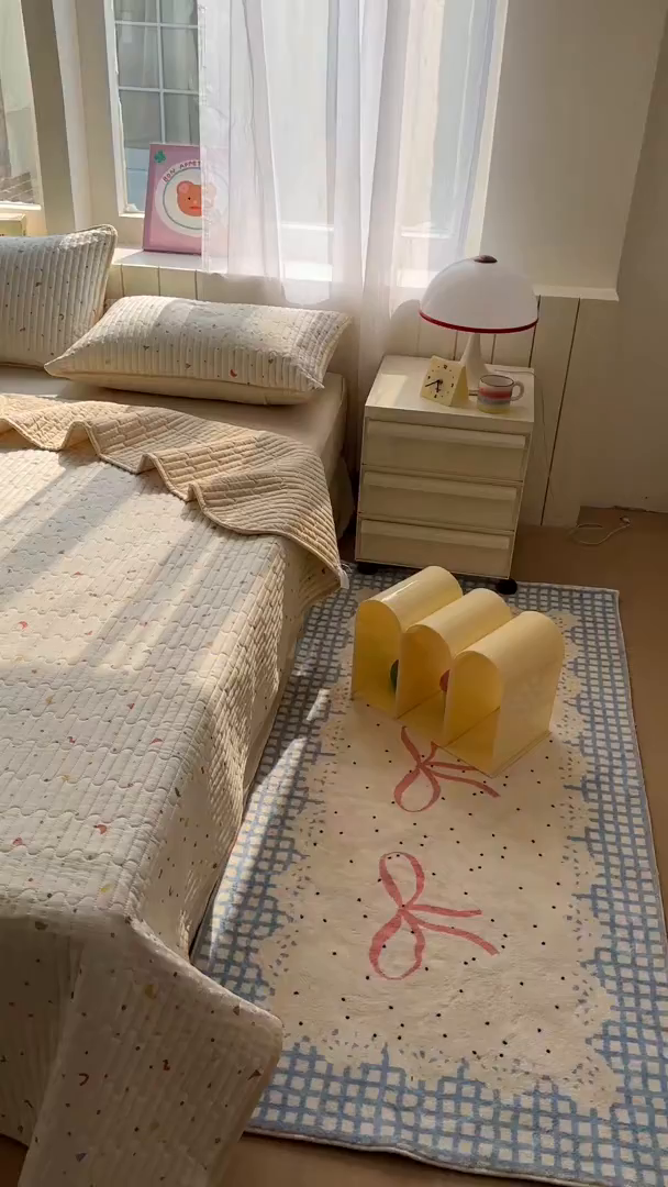 91家纺网 家纺一手货源 找家纺 暖萌 2025新款A类全棉棉花床盖印花三件套 快乐魔法