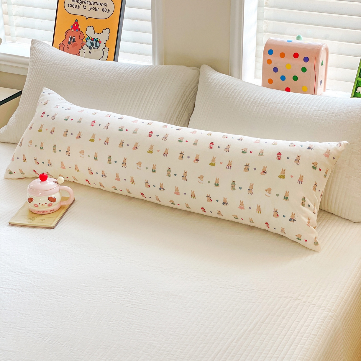 91家纺网 家纺一手货源 找家纺 （总）亦帆枕芯 2025新款双层纱全棉长条抱枕可拆洗抱腿侧睡枕夹腿学生孕妇搂抱枕长条115x40cm