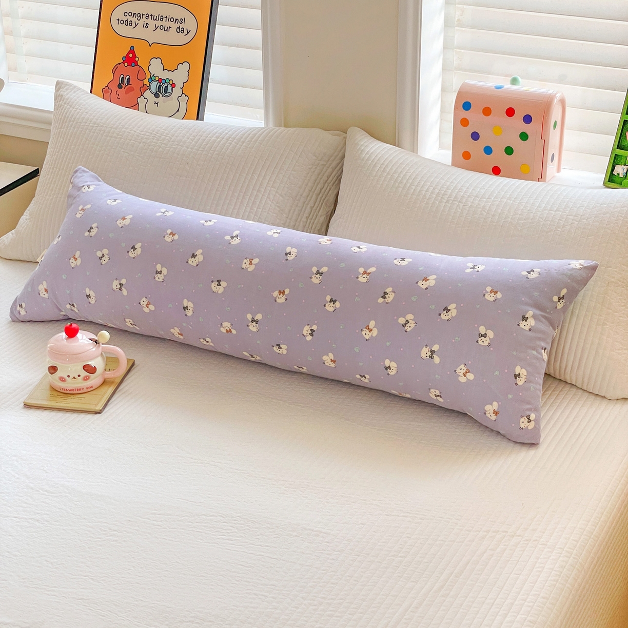 91家纺网 家纺一手货源 找家纺 （总）亦帆枕芯 2025新款双层纱全棉长条抱枕可拆洗抱腿侧睡枕夹腿学生孕妇搂抱枕长条115x40cm