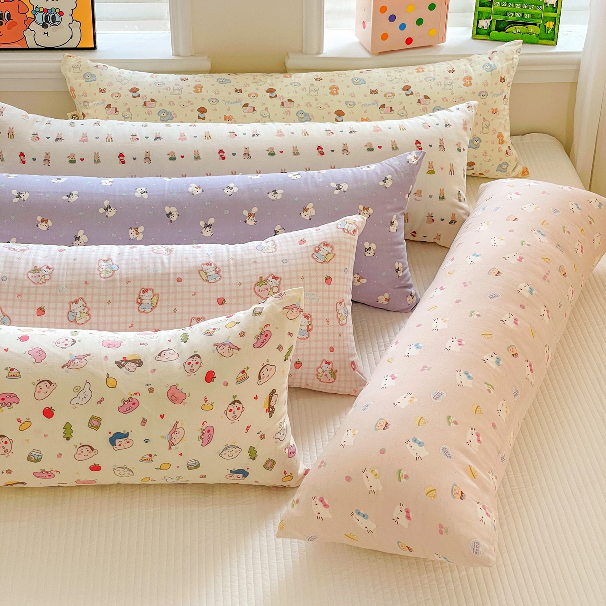 91家纺网 家纺一手货源 找家纺 亦帆枕芯 2025新款双层纱全棉长条抱枕可拆洗抱腿侧睡枕夹腿学生孕妇搂抱枕长条115x40cm 组合图仅供展示