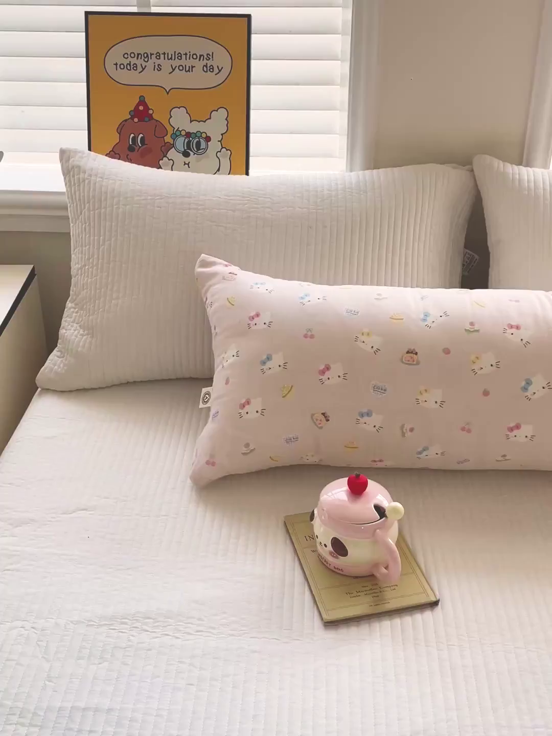 91家纺网 家纺一手货源 找家纺 亦帆枕芯 2025新款双层纱全棉长条抱枕可拆洗抱腿侧睡枕夹腿学生孕妇搂抱枕长条115x40cm 猫咪乐园-全棉双层纱长条抱枕