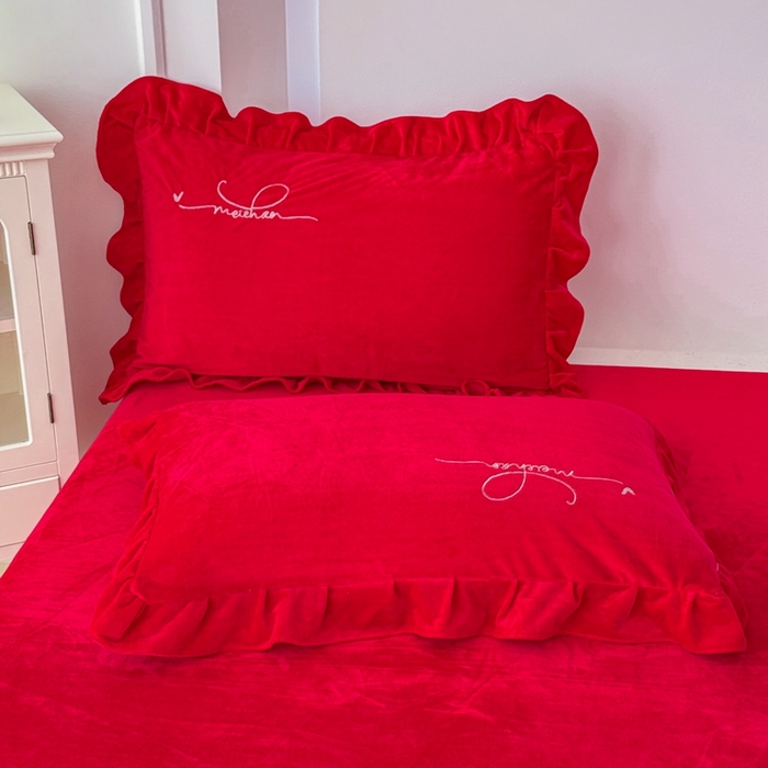 91家纺网 家纺一手货源 找家纺 （总）恋尚羽家纺 2025新款韩版花边婴儿绒绣花大床裙四件套宝宝绒婴肤绒公主风韩式