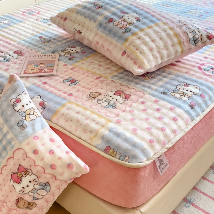 91家纺网 家纺一手货源 找家纺 （总）摩妮卡 2025新款加厚牛奶绒泡泡绒床笠三件套