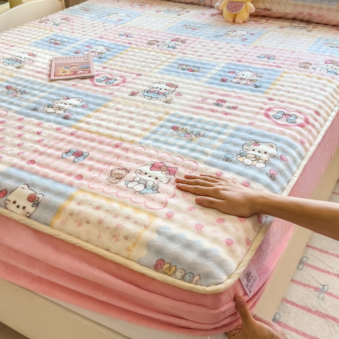 91家纺网 家纺一手货源 找家纺 （总）摩妮卡 2025新款加厚牛奶绒泡泡绒床笠三件套