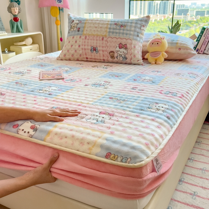 91家纺网 家纺一手货源 找家纺 （总）摩妮卡 2025新款加厚牛奶绒泡泡绒床笠三件套