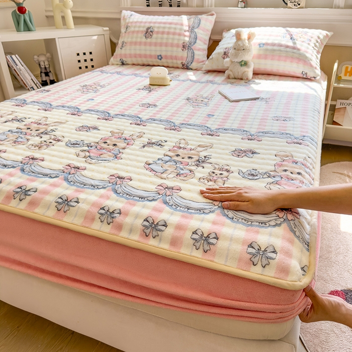 摩妮卡 2025新款加厚牛奶绒泡泡绒床笠三件套 布洛尼