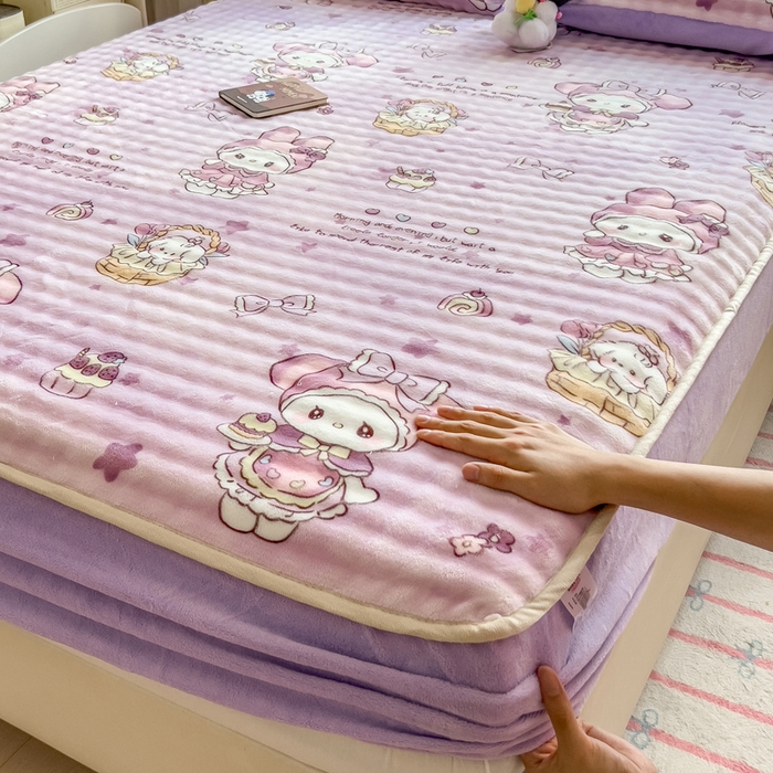 91家纺网 家纺一手货源 找家纺 （总）摩妮卡 2025新款加厚牛奶绒泡泡绒床笠三件套