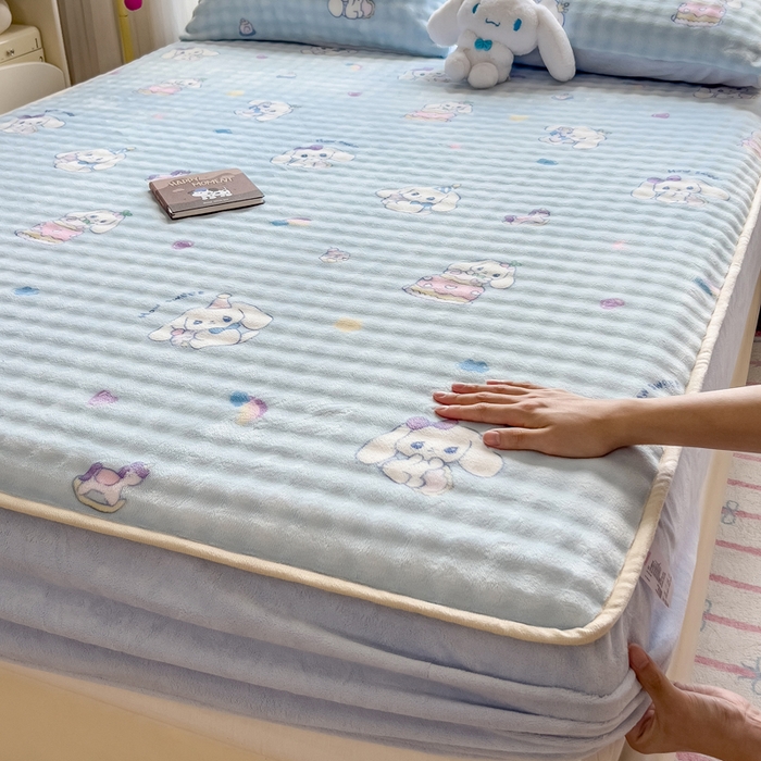 摩妮卡 2025新款加厚牛奶绒泡泡绒床笠三件套 呆萌大耳狗