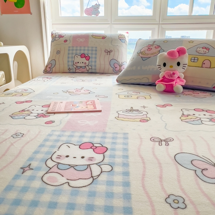 91家纺网 家纺一手货源 找家纺 （总）摩妮卡 2025新款印花系列小清新牛奶绒印花床笠三件套