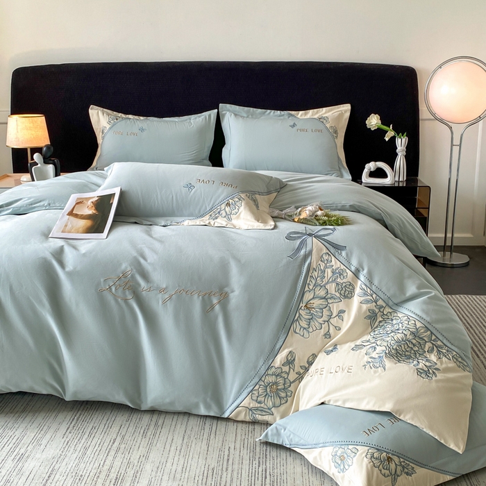 91家纺网 家纺一手货源 找家纺 （总）桃园 新款纯棉全棉长绒棉磨毛不掉毛四件套高端礼盒-罗德岛系列