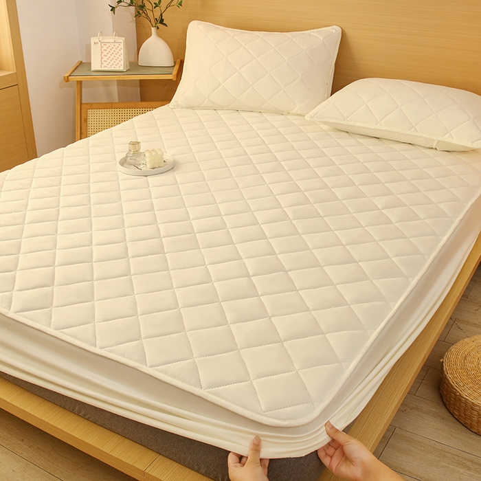 91家纺网 家纺一手货源 找家纺 锦眠床笠 2025新款亲肤夹棉床笠 白色