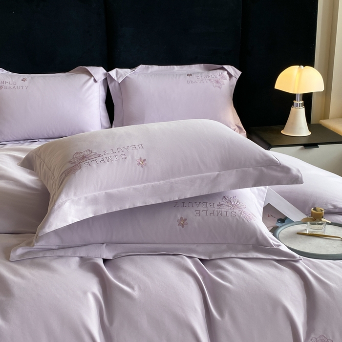 91家纺网 家纺一手货源 找家纺 桃园 新款纯棉全棉长绒棉磨毛不掉毛四件套高端礼盒-赫尔系列 香芋紫