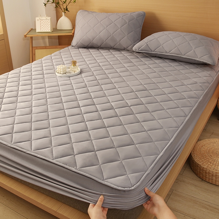 91家纺网 家纺一手货源 找家纺 锦眠床笠 2025新款亲肤夹棉床笠 灰色