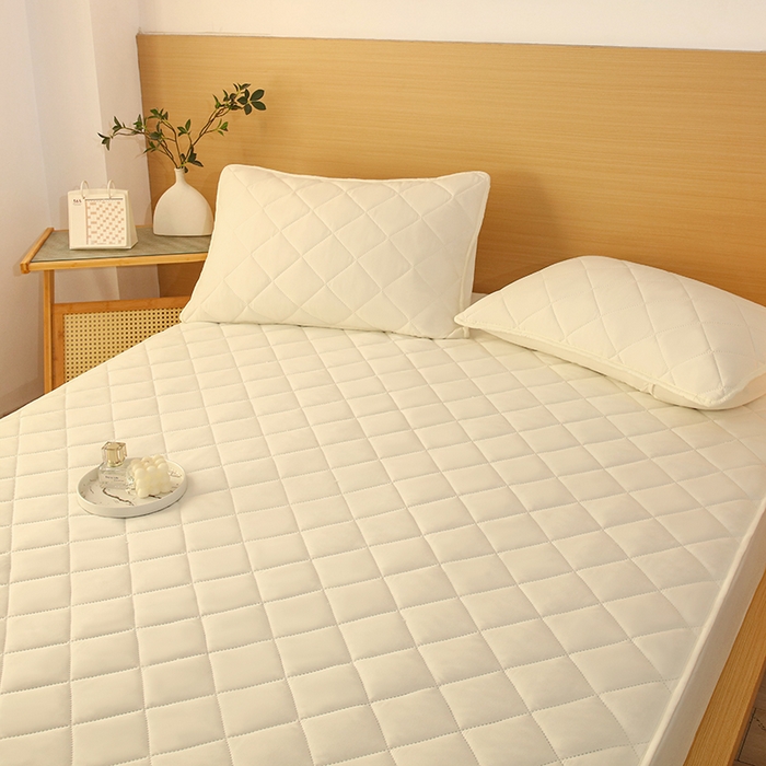 91家纺网 家纺一手货源 找家纺 锦眠床笠 2025新款亲肤夹棉床笠 白色