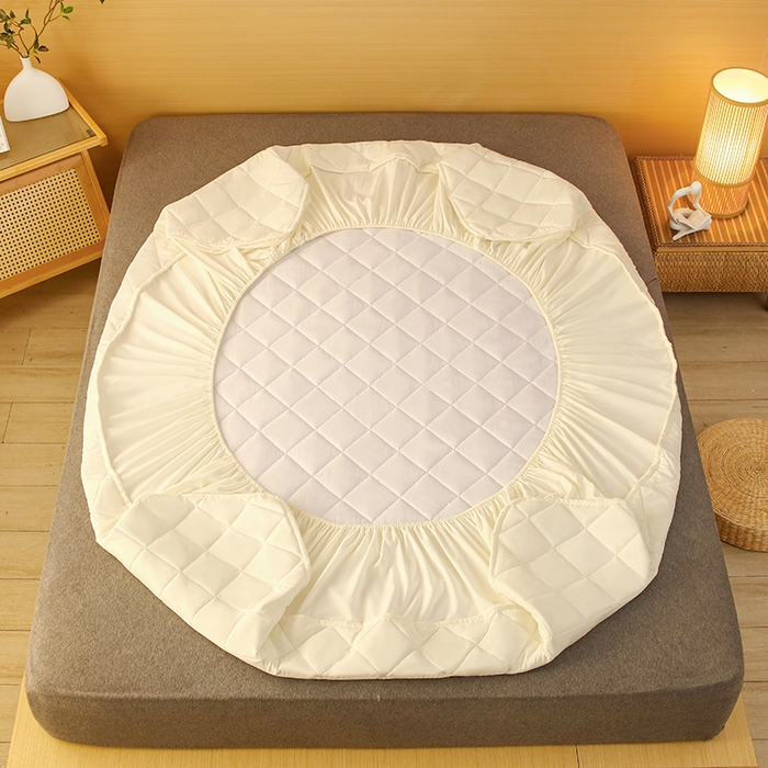 91家纺网 家纺一手货源 找家纺 锦眠床笠 2025新款亲肤夹棉床笠 白色