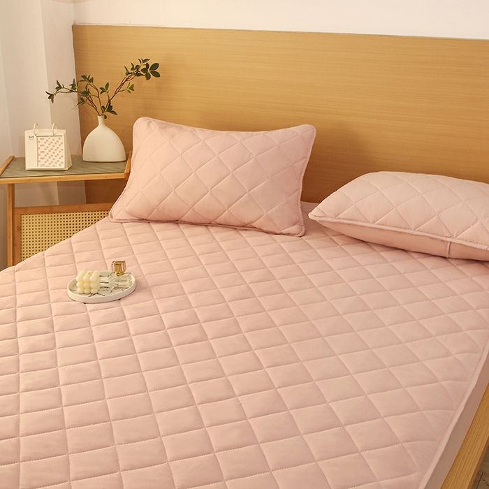 91家纺网 家纺一手货源 找家纺 锦眠床笠 2025新款亲肤夹棉床笠 粉色