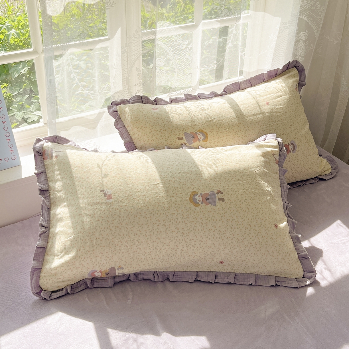 91家纺网 家纺一手货源 找家纺 桃子家居 2025新款A类韩版花边皱皱纱纯棉有氧双层纱加全消光加厚牛奶绒高品质棉加绒暖纱绒四件套 暖纱绒-蝴蝶女孩