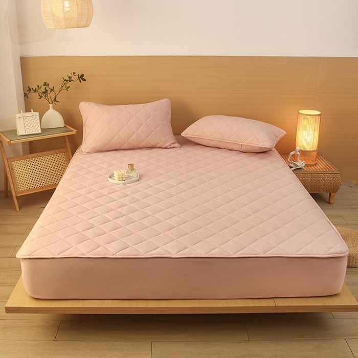 91家纺网 家纺一手货源 找家纺 锦眠床笠 2025新款亲肤夹棉床笠 粉色