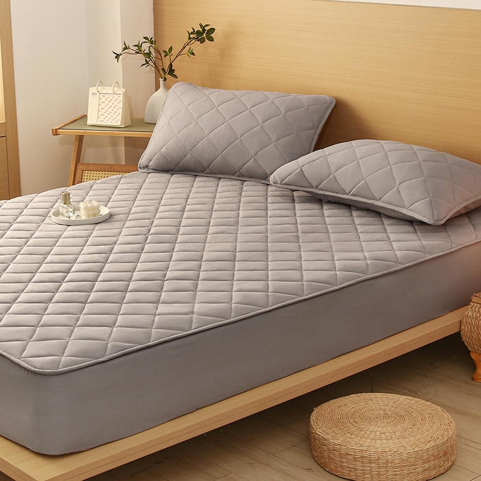 91家纺网 家纺一手货源 找家纺 锦眠床笠 2025新款亲肤夹棉床笠 灰色