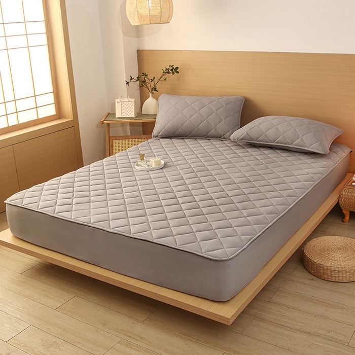 91家纺网 家纺一手货源 找家纺 锦眠床笠 2025新款亲肤夹棉床笠 灰色