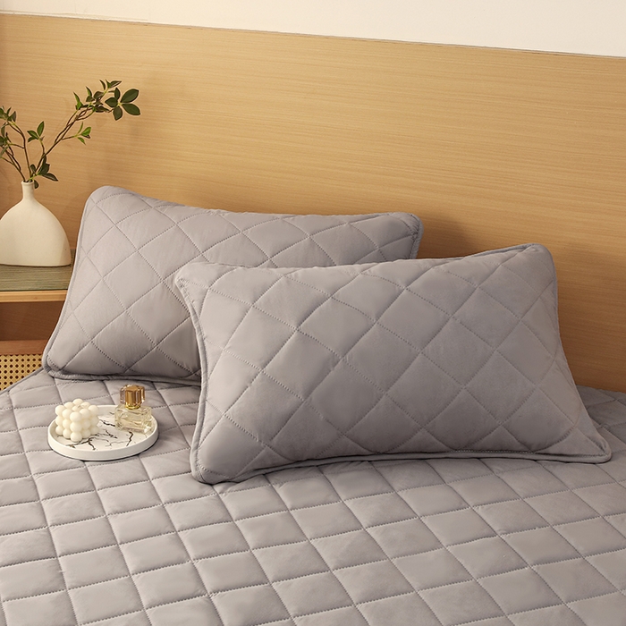 91家纺网 家纺一手货源 找家纺 锦眠床笠 2025新款亲肤夹棉床笠 灰色