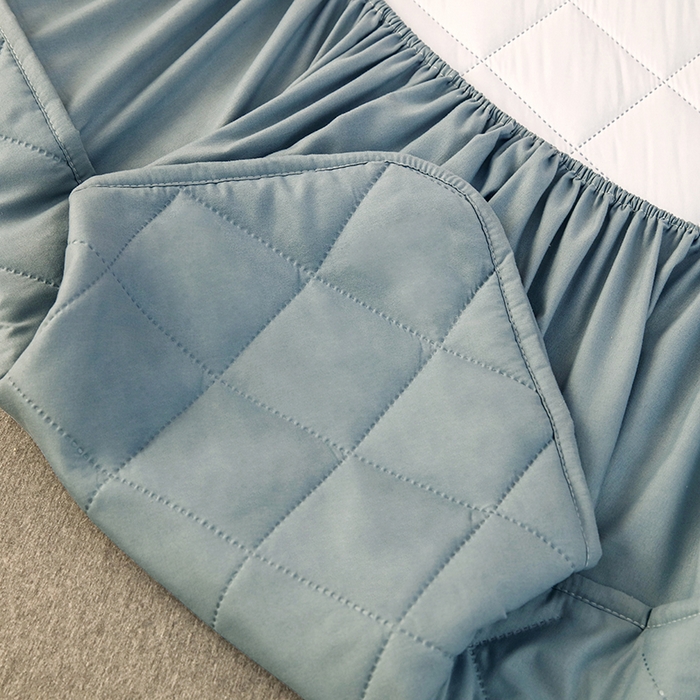 91家纺网 家纺一手货源 找家纺 锦眠床笠 2025新款亲肤夹棉床笠 蓝色