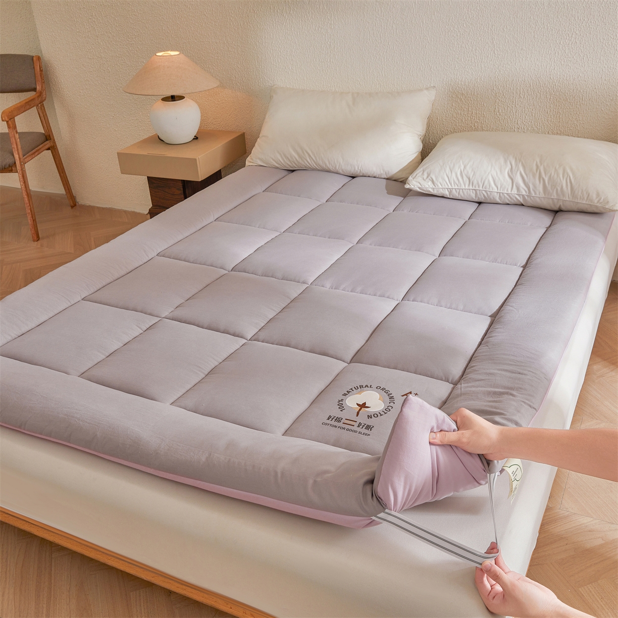 91家纺网 家纺一手货源 找家纺 （总）魅图家纺 2025新款A类云朵棉双拼棉花软床垫