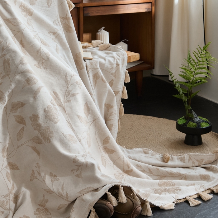 91家纺网 家纺一手货源 找家纺 （总）大彩家居 2025新款棉麻提花流苏毯子毛毯盖毯午睡毯空调毯休闲毯