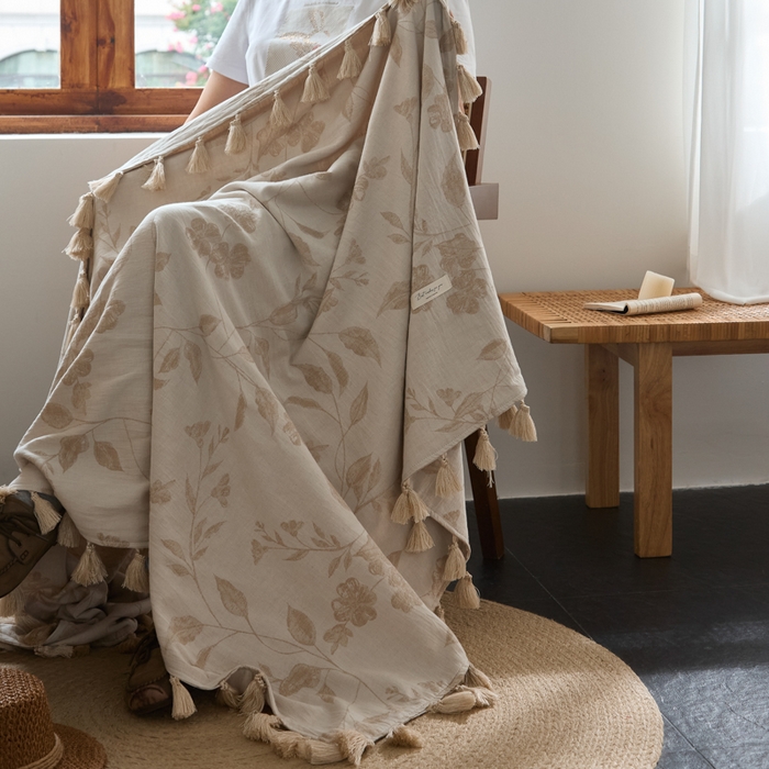 91家纺网 家纺一手货源 找家纺 （总）大彩家居 2025新款棉麻提花流苏毯子毛毯盖毯午睡毯空调毯休闲毯