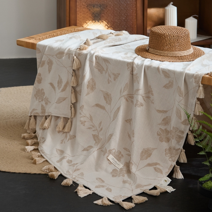 91家纺网 家纺一手货源 找家纺 （总）大彩家居 2025新款棉麻提花流苏毯子毛毯盖毯午睡毯空调毯休闲毯