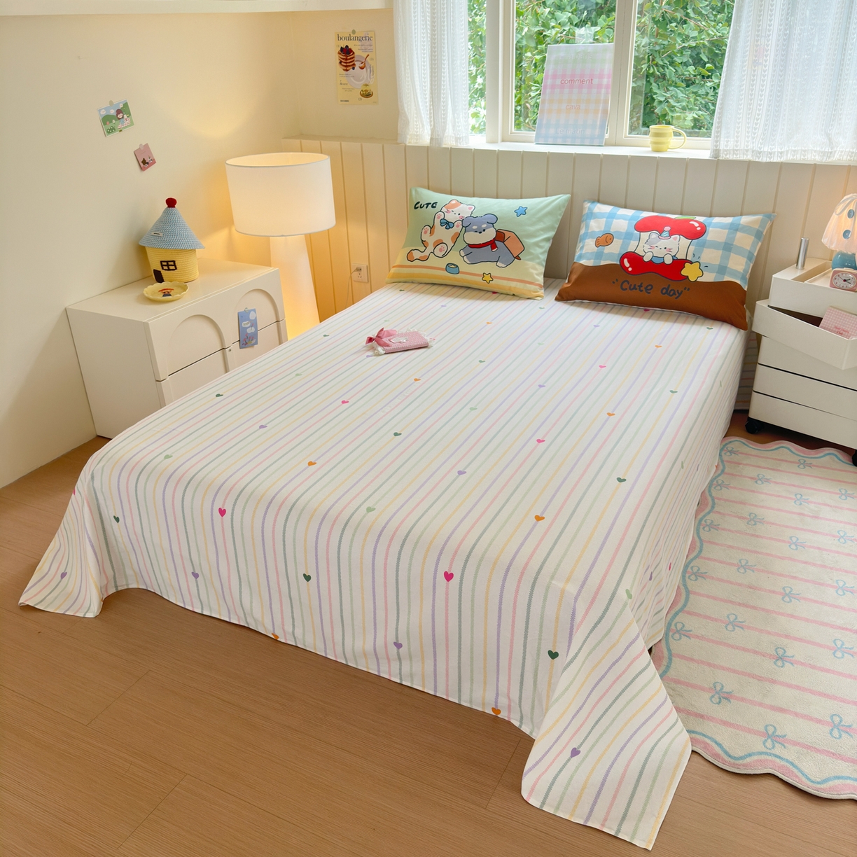 91家纺网 家纺一手货源 找家纺 优彩 2025新款数码印花全棉磨毛毛巾绣四件套 毛茸茸伙伴