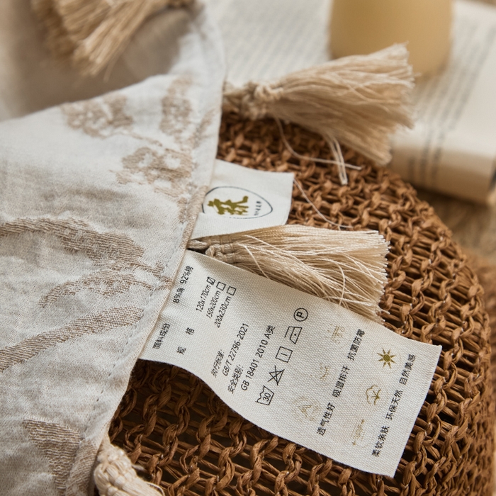 91家纺网 家纺一手货源 找家纺 大彩家居 2025新款棉麻流苏毯 暖雾