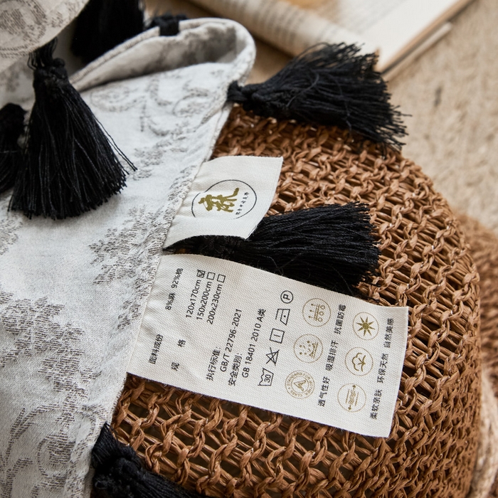 91家纺网 家纺一手货源 找家纺 大彩家居 2025新款棉麻流苏毯 织雾者