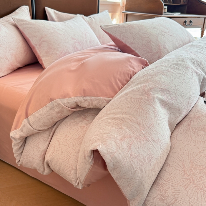 眠博士 2025新款60s长绒棉纯棉提花磨毛四件套提花磨毛-繁花粉