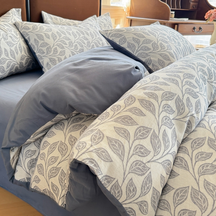 眠博士 2025新款60s长绒棉纯棉提花磨毛四件套提花磨毛-锦棠蓝