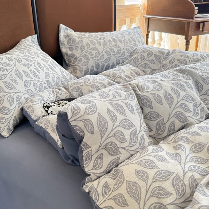 91家纺网 家纺一手货源 找家纺 眠博士 2025新款60s长绒棉纯棉提花磨毛四件套提花磨毛-锦棠蓝