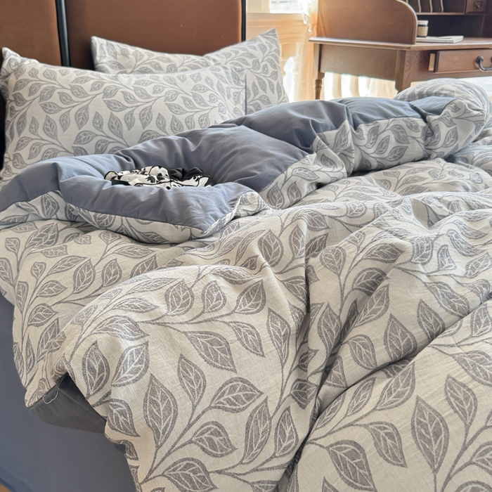 91家纺网 家纺一手货源 找家纺 眠博士 2025新款60s长绒棉纯棉提花磨毛四件套提花磨毛-锦棠蓝