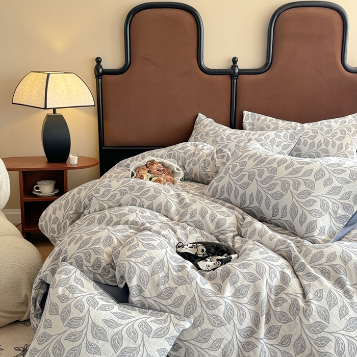 91家纺网 家纺一手货源 找家纺 眠博士 2025新款60s长绒棉纯棉提花磨毛四件套提花磨毛-锦棠蓝