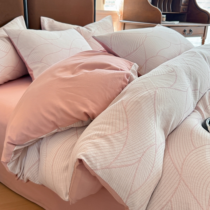 眠博士 2025新款60s长绒棉纯棉提花磨毛四件套提花磨毛-雾切粉