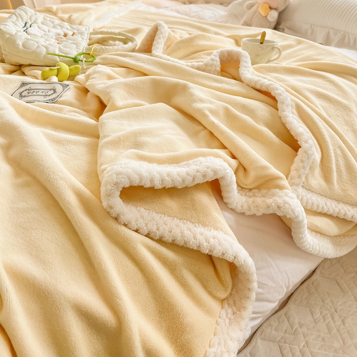 91家纺网 家纺一手货源 找家纺 （总）眠博士 2025新款高克重牛奶绒轻奢大包边毛毯被套