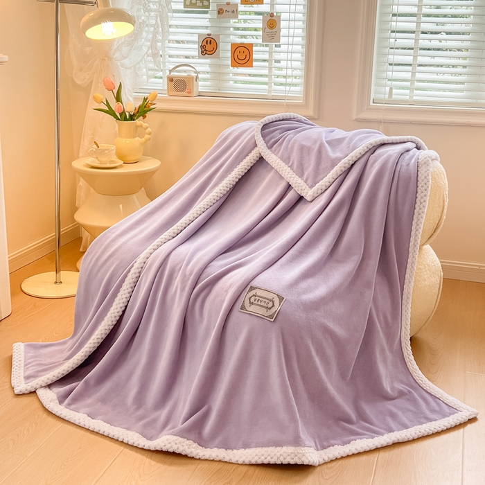 91家纺网 家纺一手货源 找家纺 （总）眠博士 2025新款高克重牛奶绒轻奢大包边毛毯被套