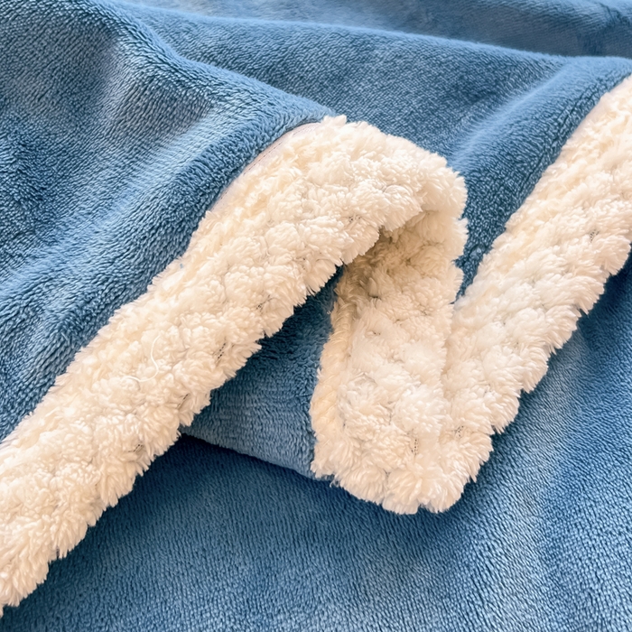 91家纺网 家纺一手货源 找家纺 眠博士 2025新款高克重牛奶绒轻奢大包边毛毯被套 轻奢毛毯-靛青