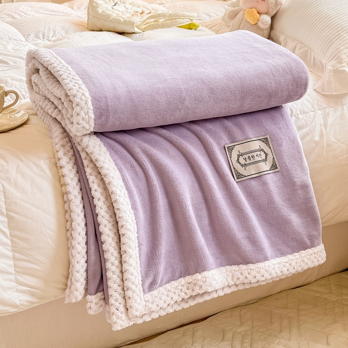 91家纺网 家纺一手货源 找家纺 眠博士 2025新款高克重牛奶绒轻奢大包边毛毯被套 轻奢毛毯-丁香紫