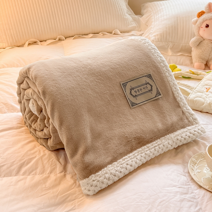 91家纺网 家纺一手货源 找家纺 眠博士 2025新款高克重牛奶绒轻奢大包边毛毯被套 轻奢毛毯-暖咖