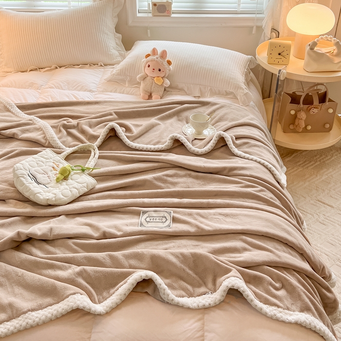 91家纺网 家纺一手货源 找家纺 眠博士 2025新款高克重牛奶绒轻奢大包边毛毯被套 轻奢毛毯-暖咖