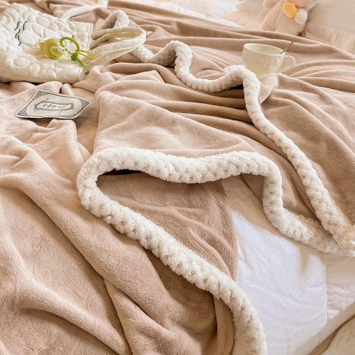 91家纺网 家纺一手货源 找家纺 眠博士 2025新款高克重牛奶绒轻奢大包边毛毯被套 轻奢毛毯-暖咖