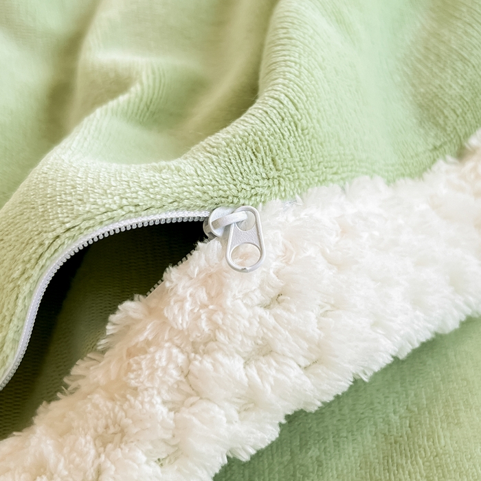 91家纺网 家纺一手货源 找家纺 眠博士 2025新款高克重牛奶绒轻奢大包边毛毯被套 轻奢毛毯-苹果绿