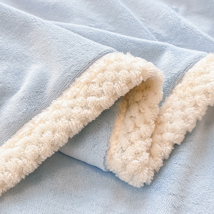 91家纺网 家纺一手货源 找家纺 眠博士 2025新款高克重牛奶绒轻奢大包边毛毯被套 轻奢毛毯-雾霾蓝