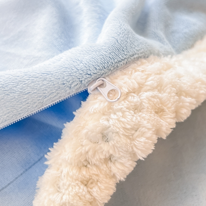 91家纺网 家纺一手货源 找家纺 眠博士 2025新款高克重牛奶绒轻奢大包边毛毯被套 轻奢毛毯-雾霾蓝
