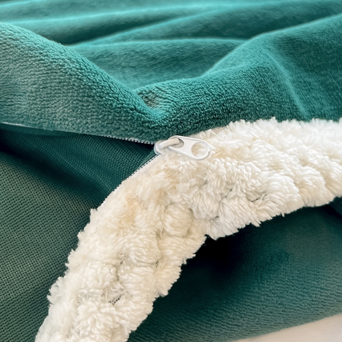 91家纺网 家纺一手货源 找家纺 眠博士 2025新款高克重牛奶绒轻奢大包边毛毯被套 轻奢毛毯-祖母绿